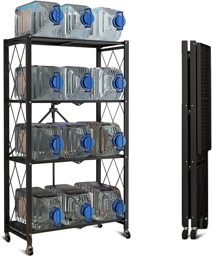 Storage Shelves, 4-Shelf Foldable Metal Shelving Units