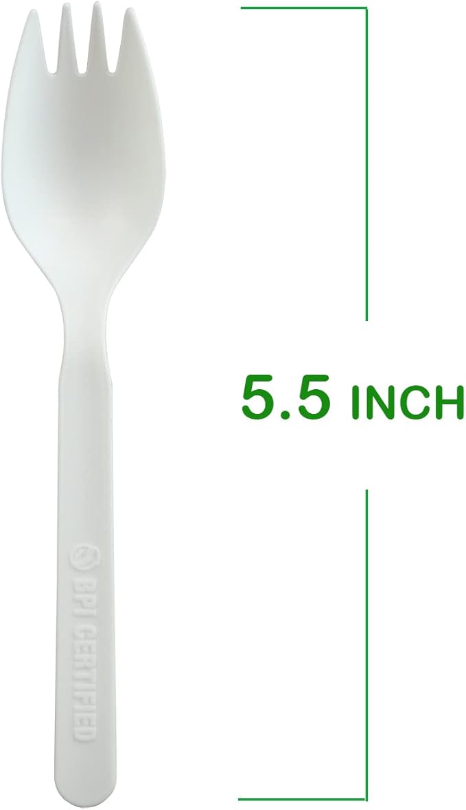 100 Count 5.5" Disposable Cutlery Spork (Spoon Fork)