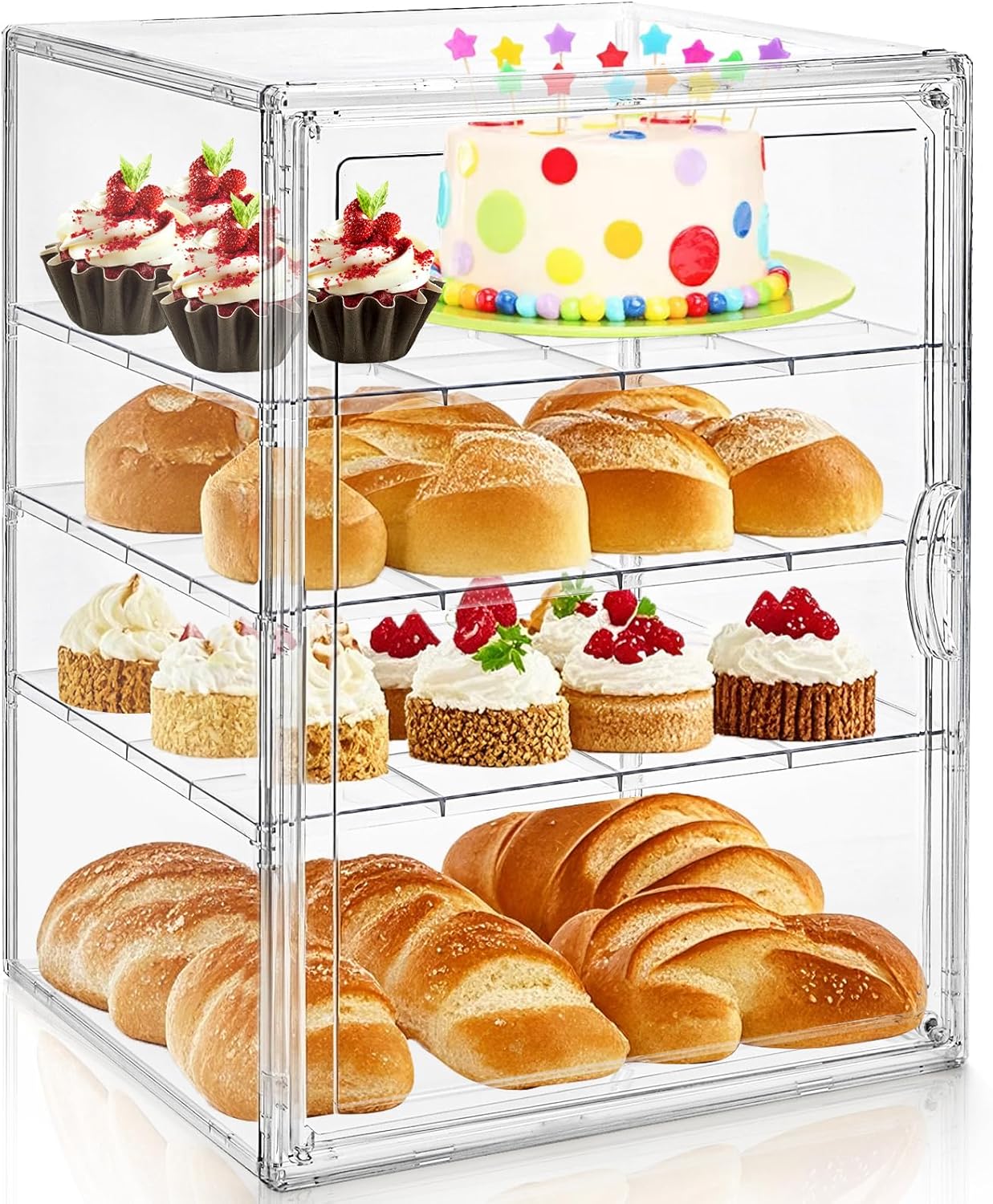 Clear Bread Box, 4 Tier Bakery Display Case