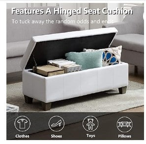 Storage-Ottoman (White) (FN291)